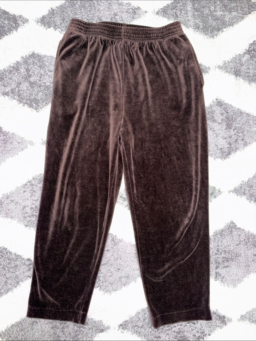 Charter Club Chocolate Brown Velour pull on crop pants size medium